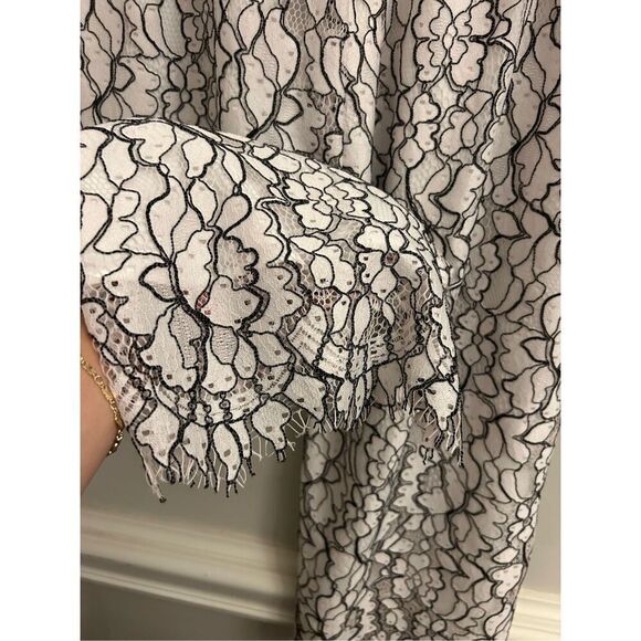 Zara Basic Lace Overlay Wide-Leg Cropped Pants Medium Floral - Picture 8 of 11